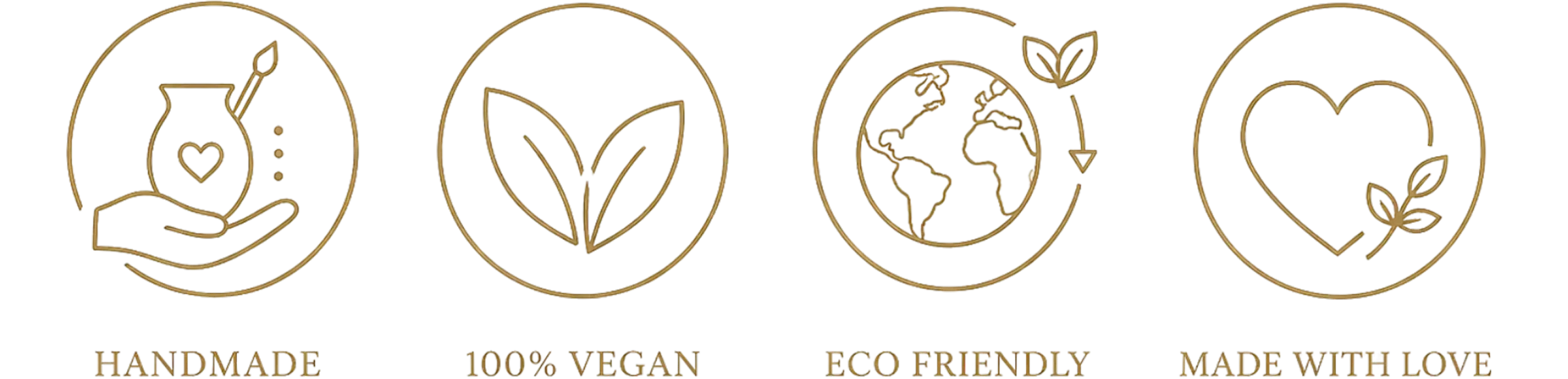 Infographic: Handmade, 100% Vegan, Eco-friendly, Made with love.
